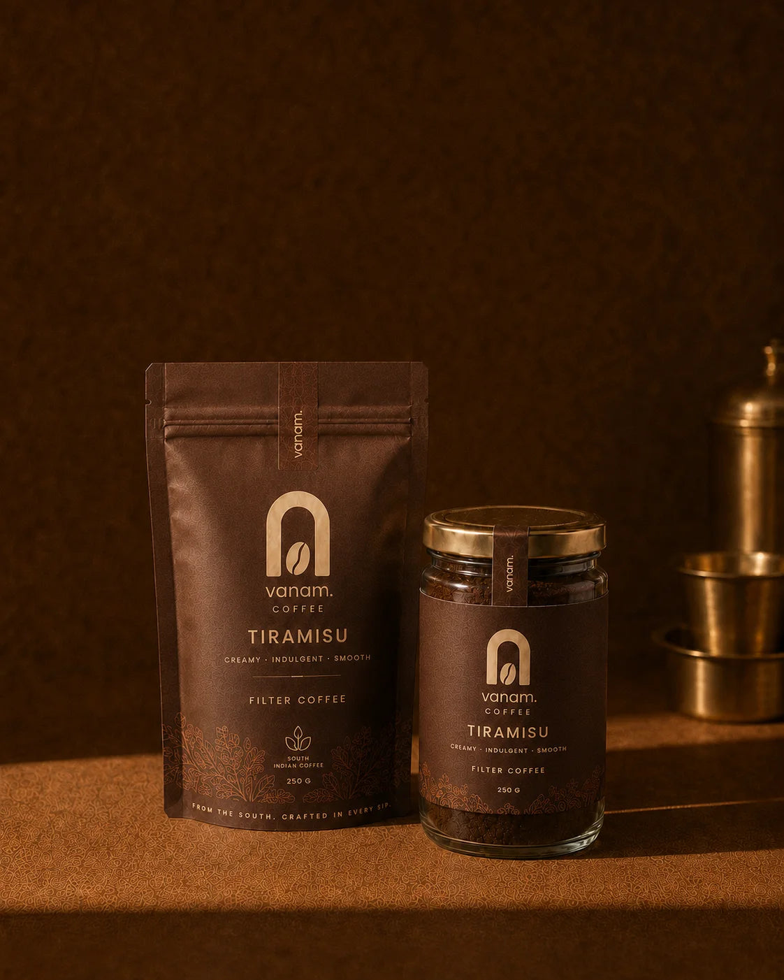 Tiramisu coffee pouch and jar